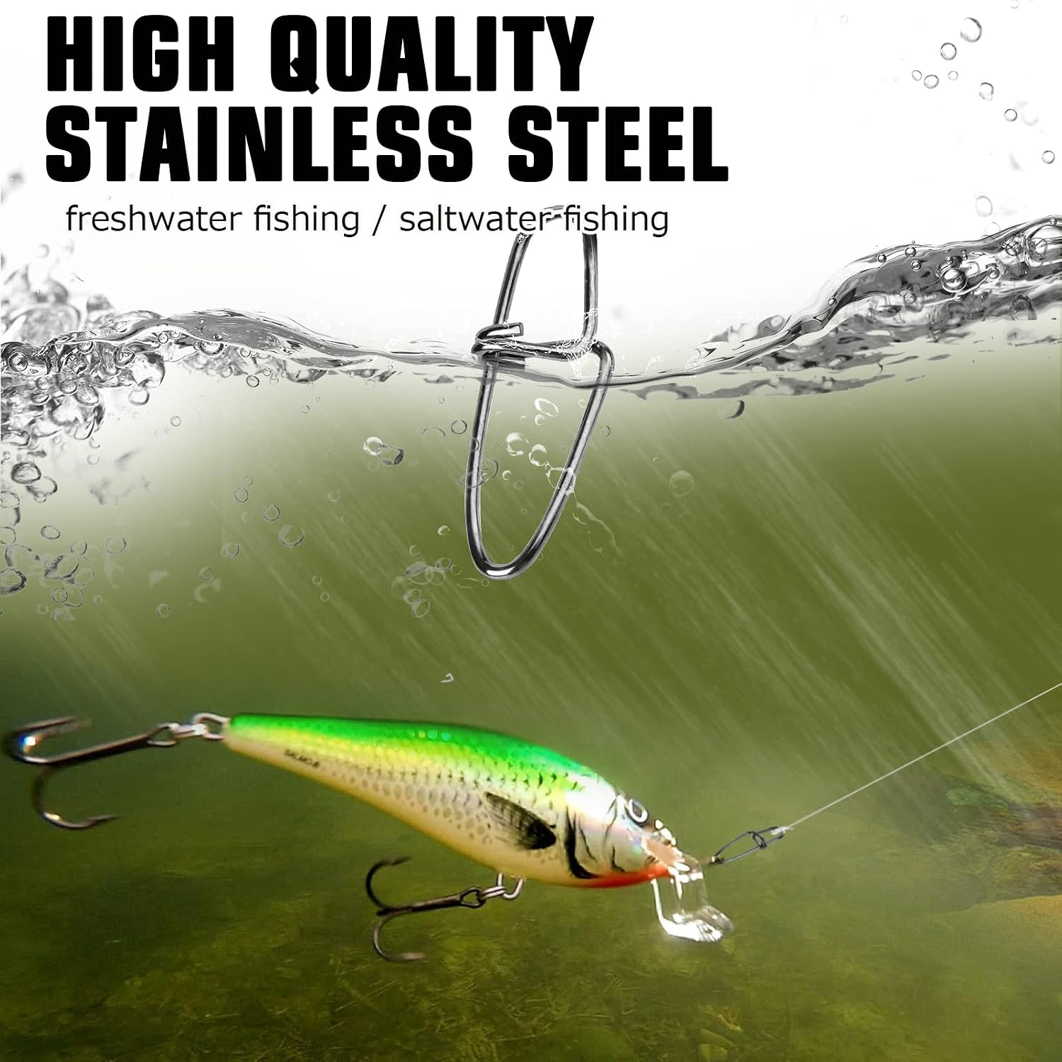 AMYSPORTS Stainless Quick Fishing Snap Kit Power Clip Fishing Snap Saltwater Corrosion Resistance Snaps Swivels Lock Freshwater Connector