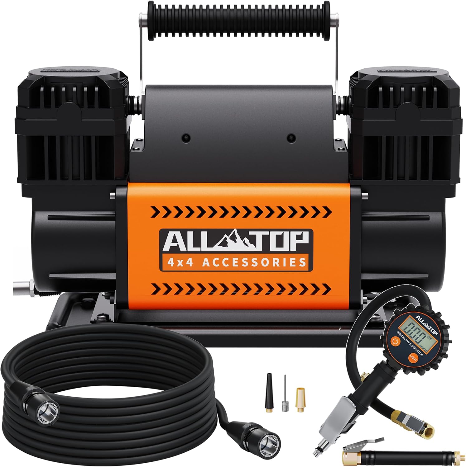 ALL-TOP 12V Air Compressor w/LCD Control Panel to Preset Target Pressure, 150PSI 12.35CFM Air Pump Inflator for Overland (Dual Cylinder)
