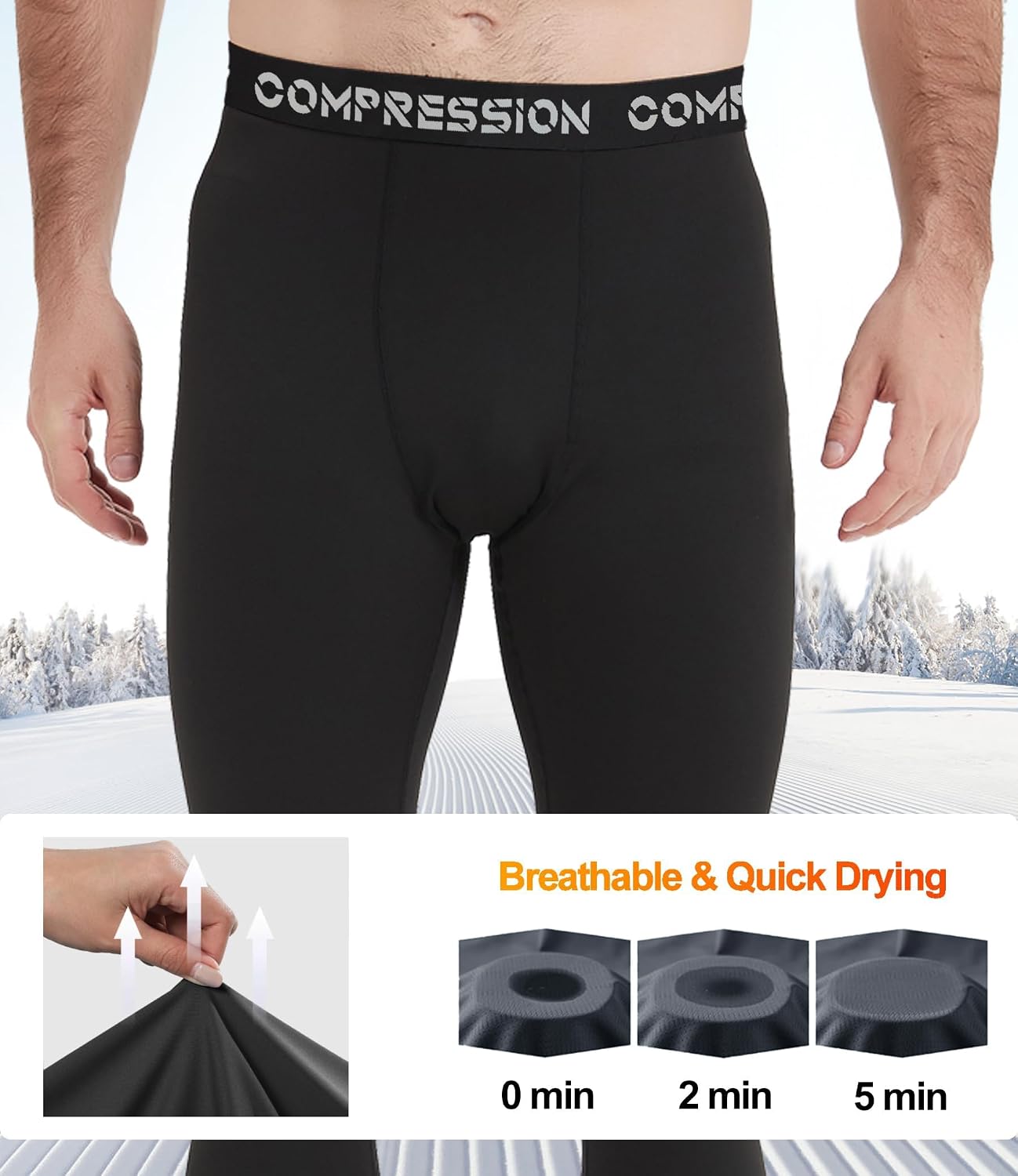 Dalavch 4 Pack Men's Thermal Compression Pants Fleece Lined Leggings