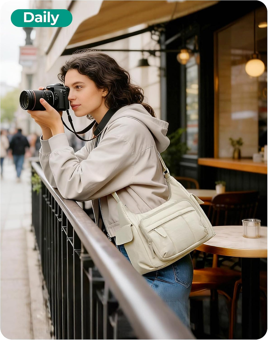 BAGSMART 2 in 1 Puffy Camera Bag for Photographer Everyday Shoulder Bag