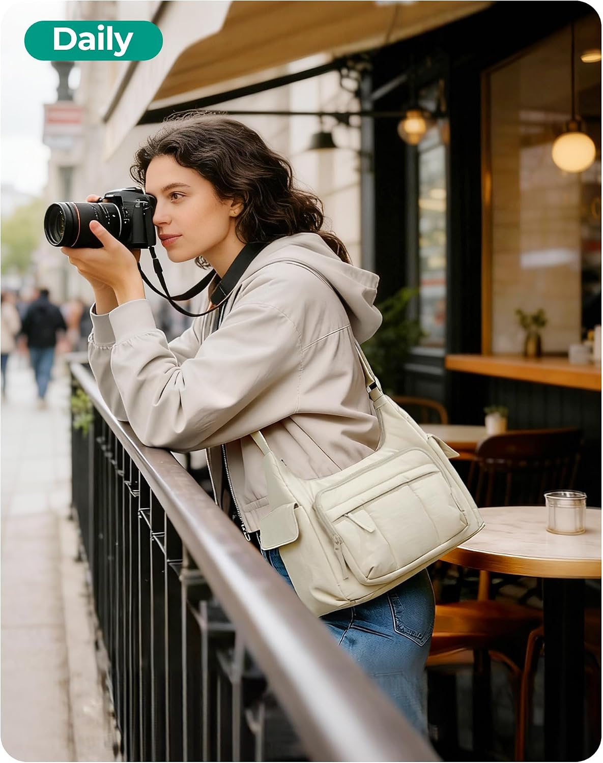 BAGSMART 2 in 1 Puffy Camera Bag for Photographer Everyday Shoulder Bag