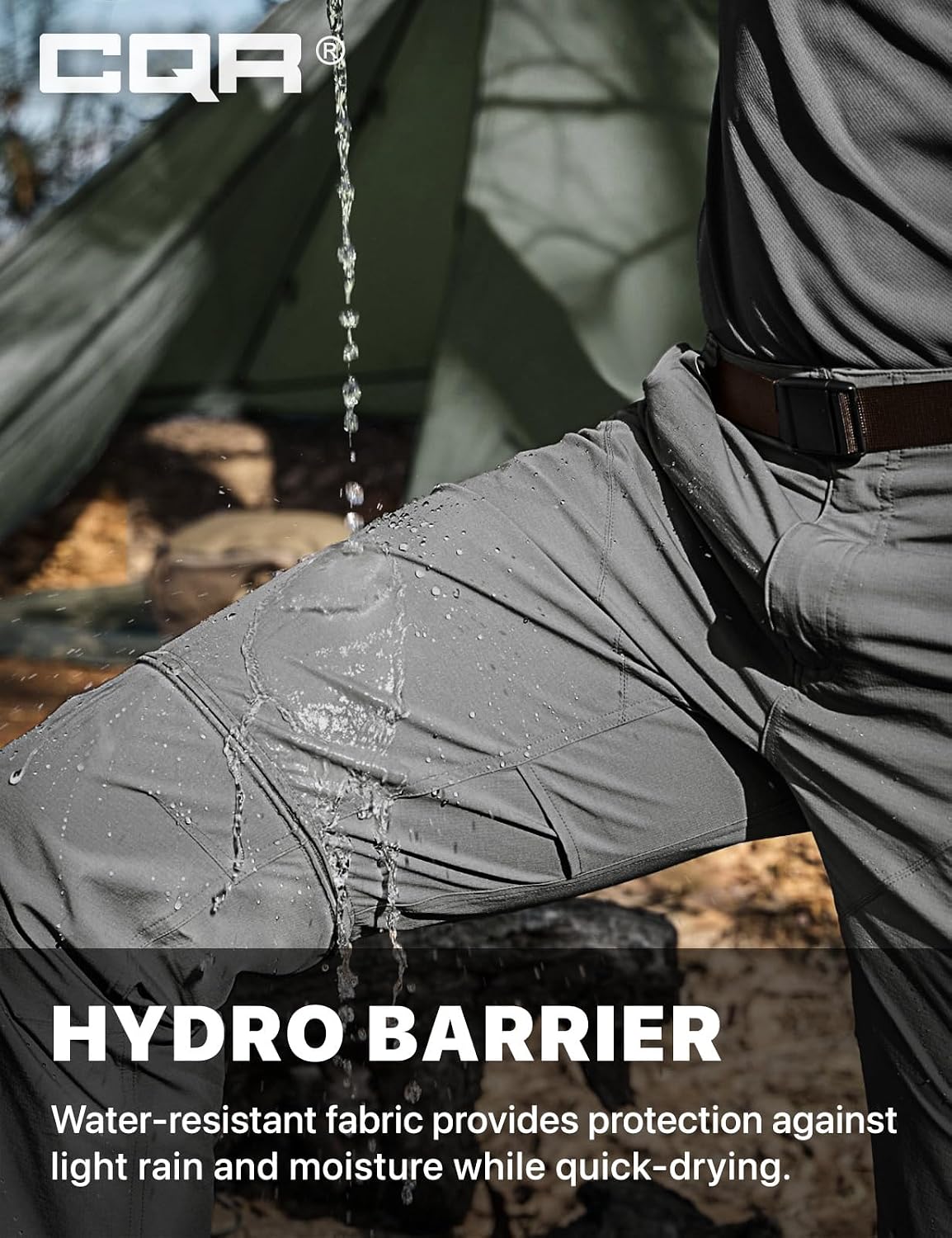 CQR Men's Convertible Cargo Tactical Pants, Water Resistant Outdoor Hiking Pants, Zip Off Lightweight Stretch Work Pants
