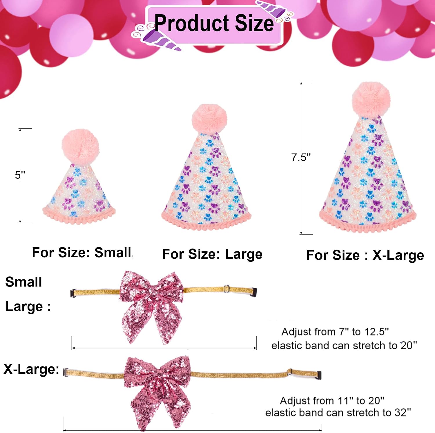ADOGGYGO Dog Birthday Hat, Pink Birthday Girl Bandana Set, Small