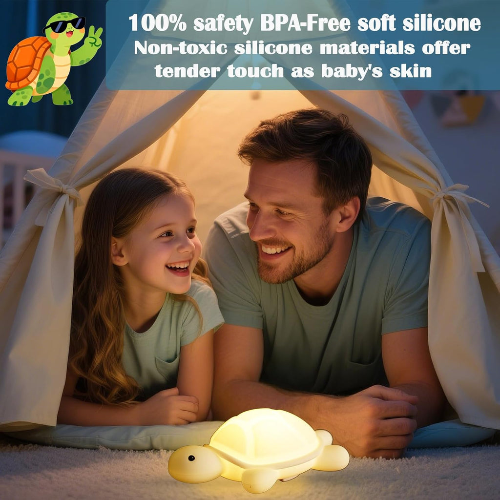 Turtle Night Light, Sea Turtle Gifts, Cute Soft Silicone Squishy LED Lamp with 7 RGB Colors , Dimmable, Timer, Touch Control, Kids' Bedroom Decor, Gift for Children, Breastfeeding Nursery Birthdays