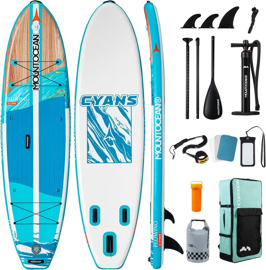 MOUNTOCEAN Premium Extra Wide Inflatable Paddle Board with SUP Accessories