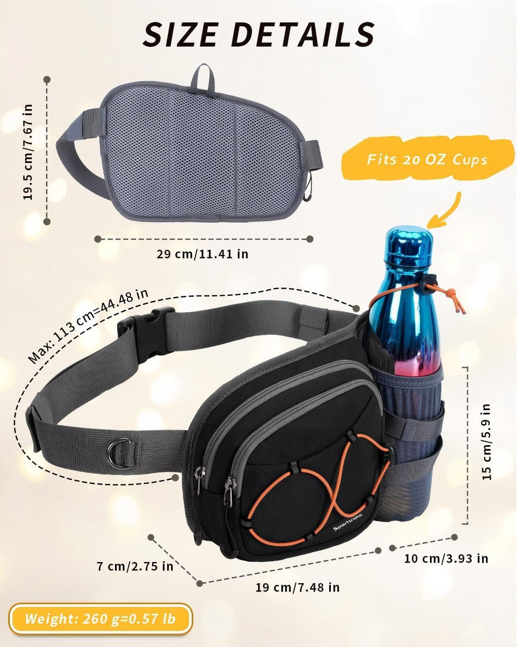sportsnew Waist Pack with Water Bottle Holder, Fanny Pack for Men Women