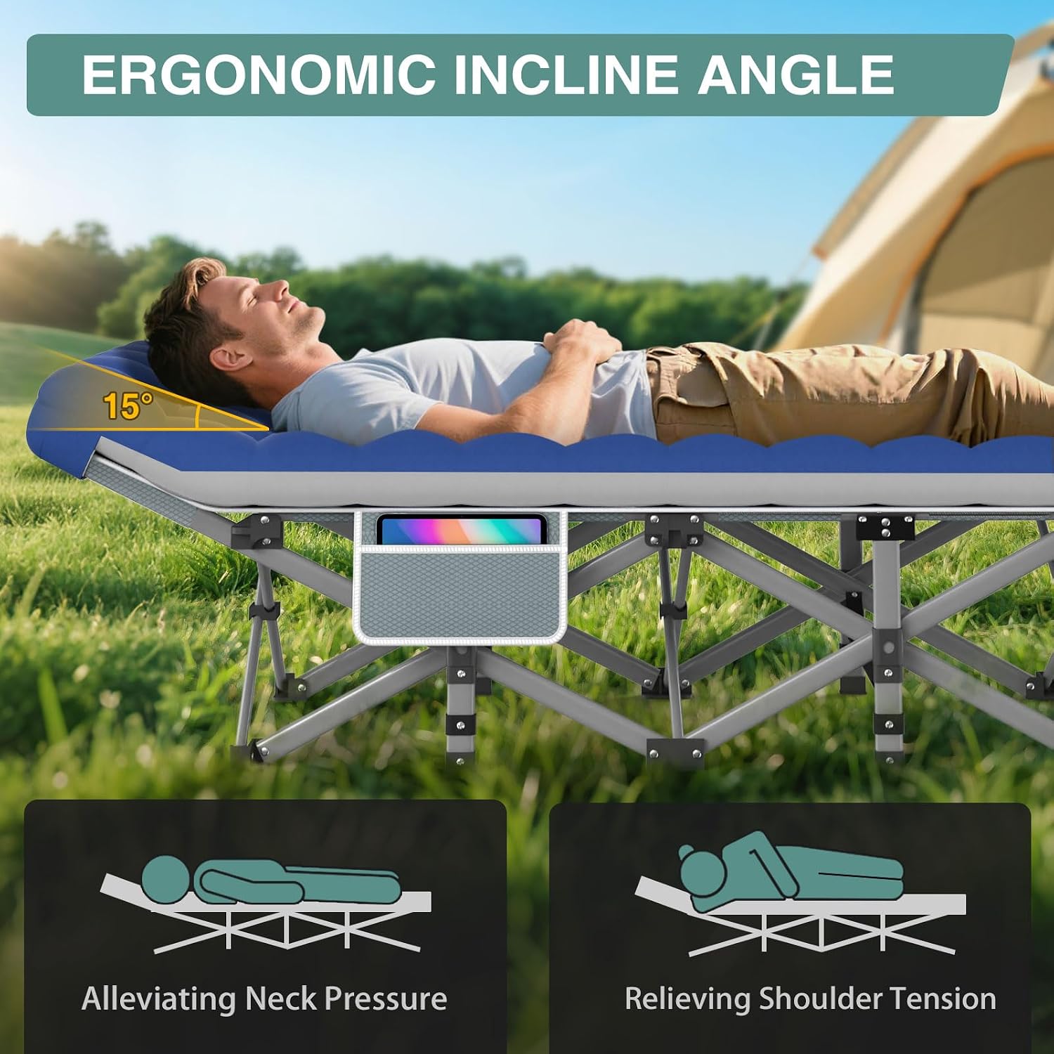ZENPETIO Folding Camping Cot for Adults, 28" Heavy-Duty Portable Cots Bed