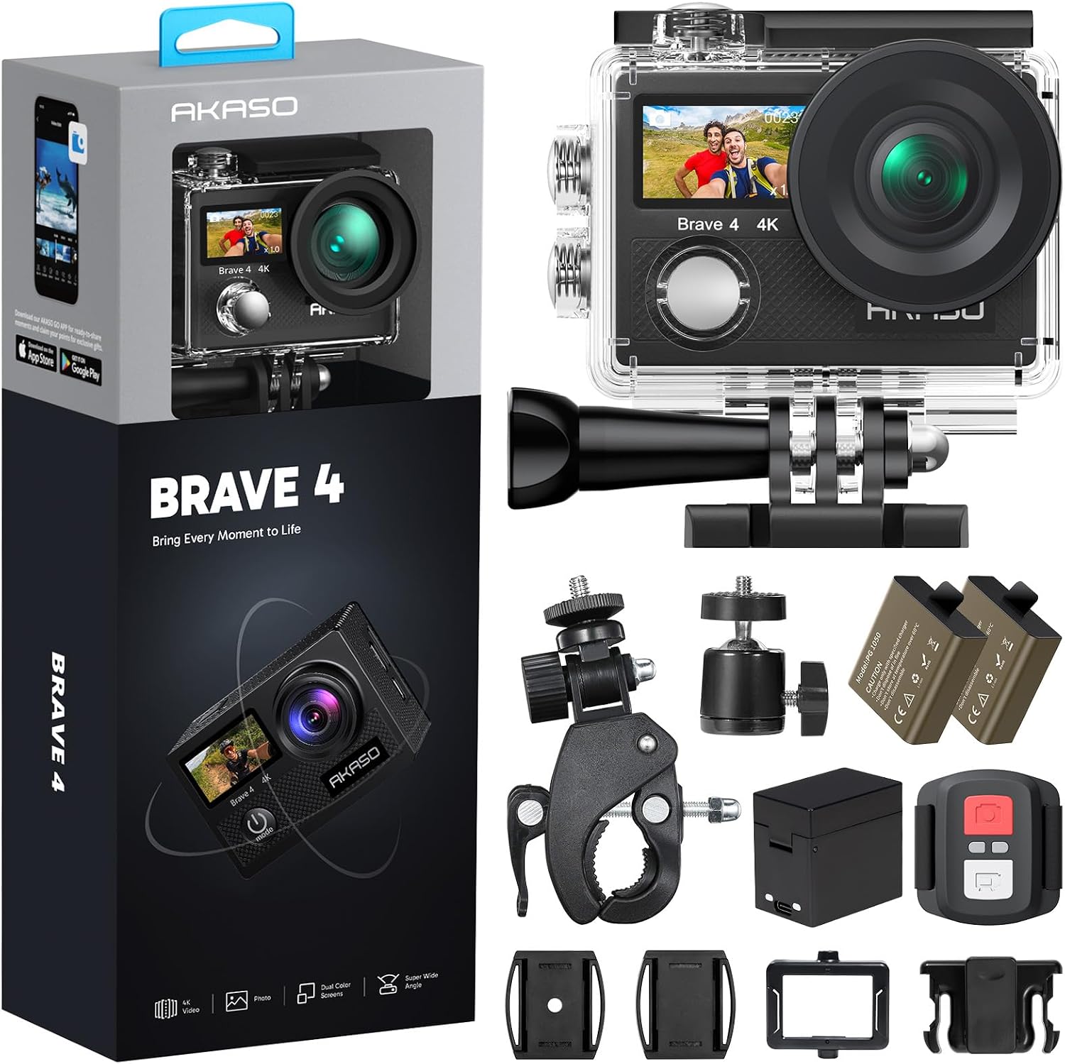 AKASO Brave 4 Action Camera 4K30 Ultra Hd Waterproof Underwater Camera