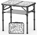 YihuiKo Small Camping Table, Vintage French Floral Pattern Folding Table