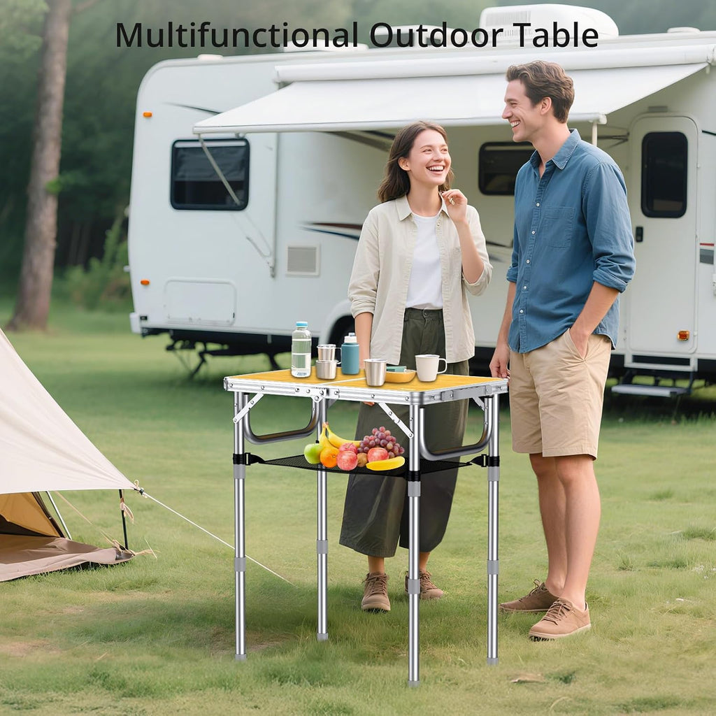 Anbte 2ft Camping Folding Table, 3 Adjustable Heights High 27.5", 24" x 16"