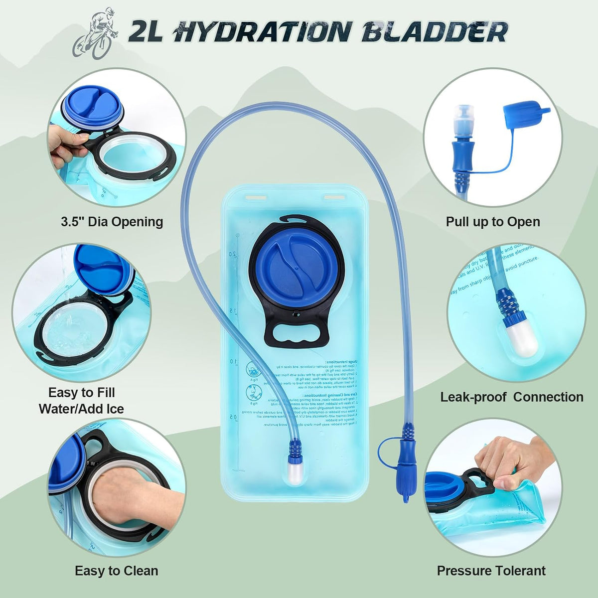 RAINSMORE Hydration Backpack with 2L Water Bladder, 15L Lightweight Hiking Backpack for Women & Men Small Insulated Hydration Water Pack for Hiking, Running, Cycling, Biking