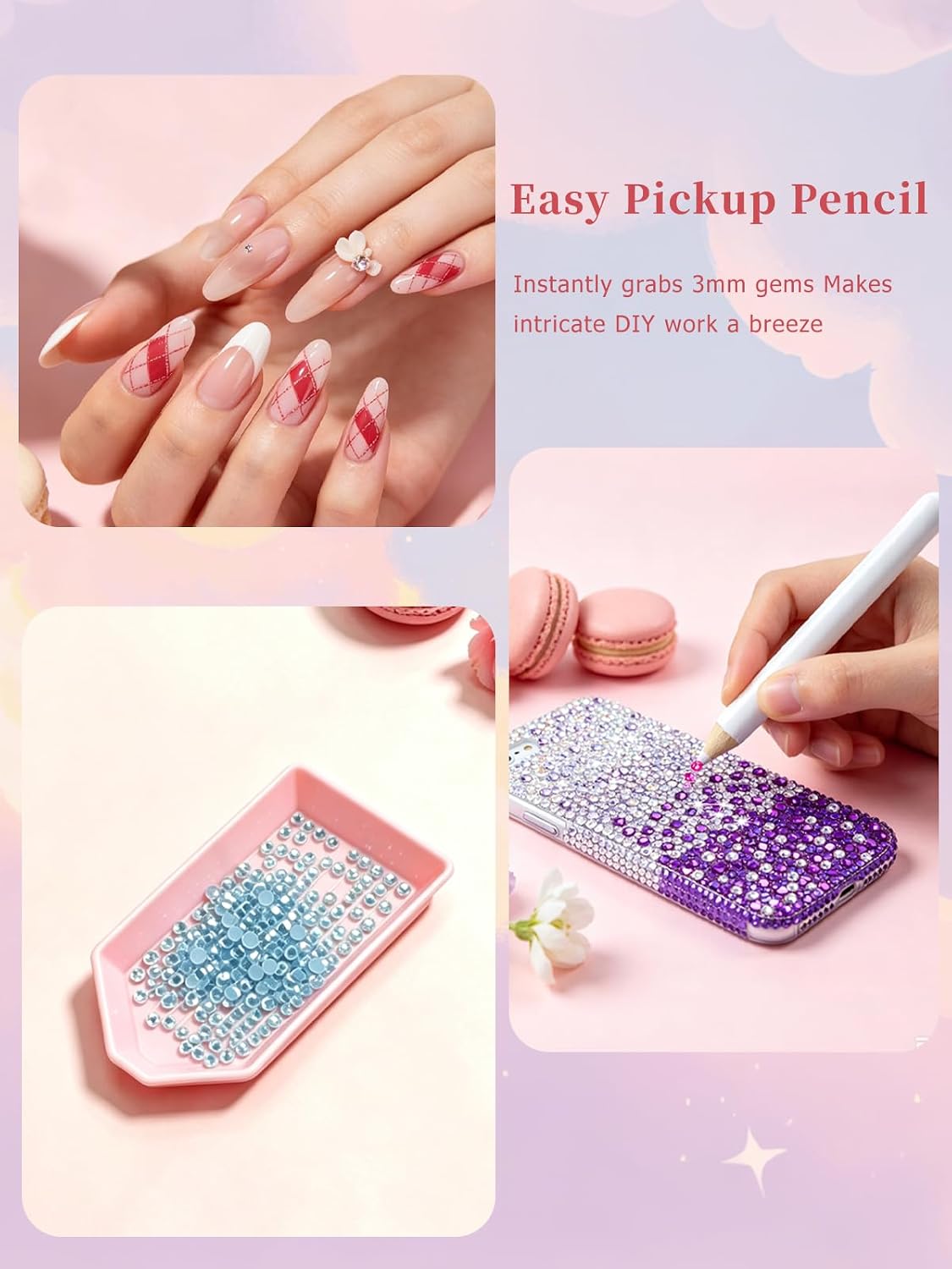 64032Pcs Bedazzling Kit, 40Colors 3mm Bedazzler Kit with Rhinestones