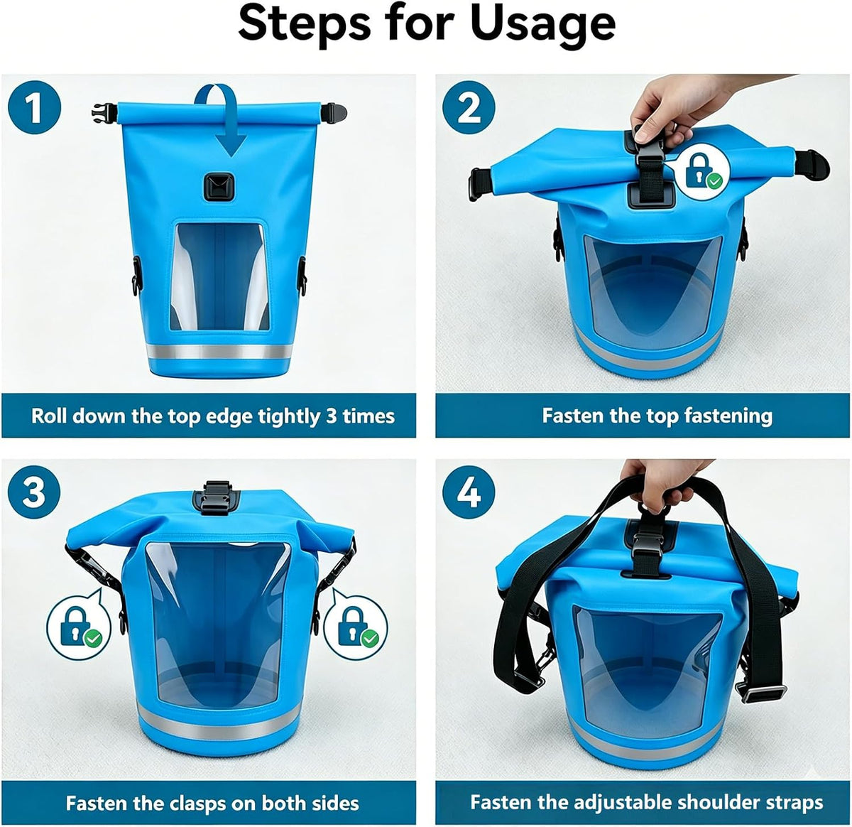 Waterproof Dry Bag with Clear Window, 500D Heavy Duty Roll Top Marine Sack
