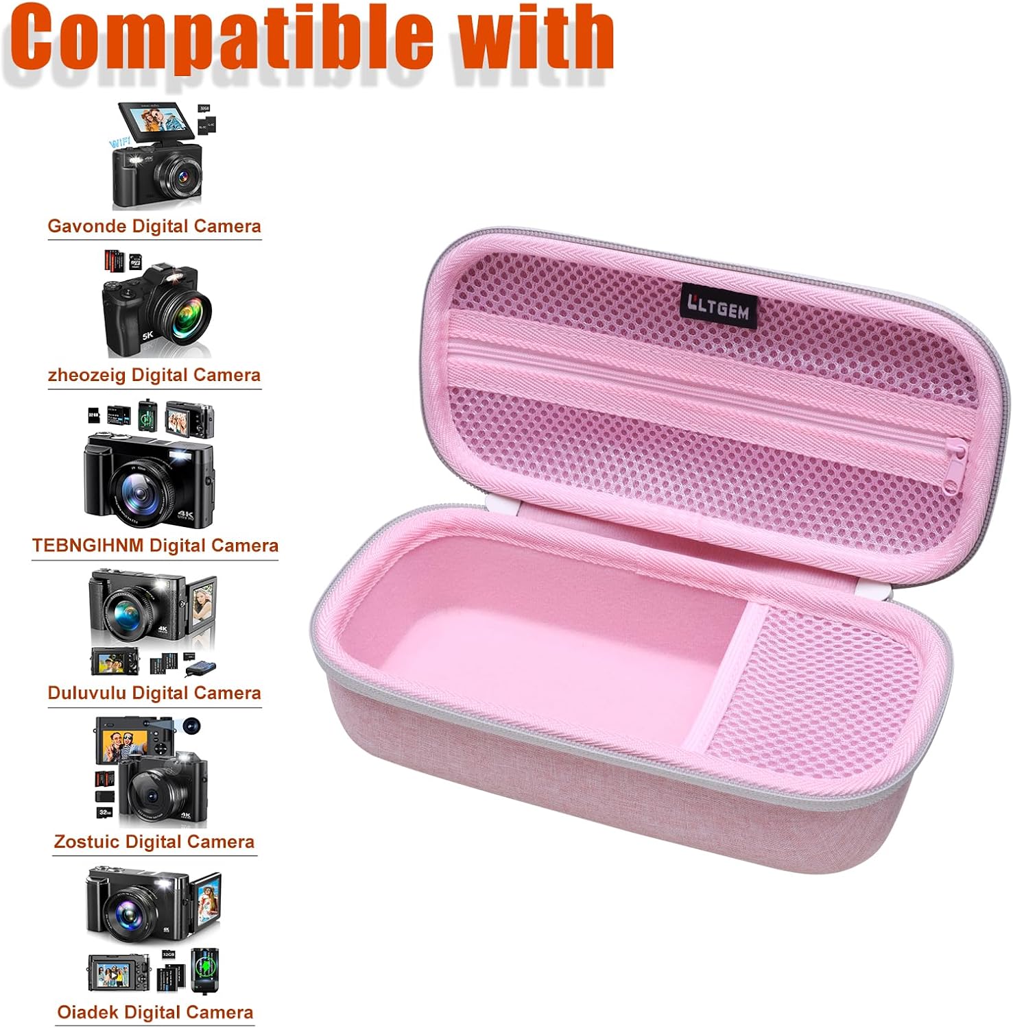 4K Digital Camera Case for Duluvulu/W & O/Gavonde/VJIANGER/FACLAM Pink