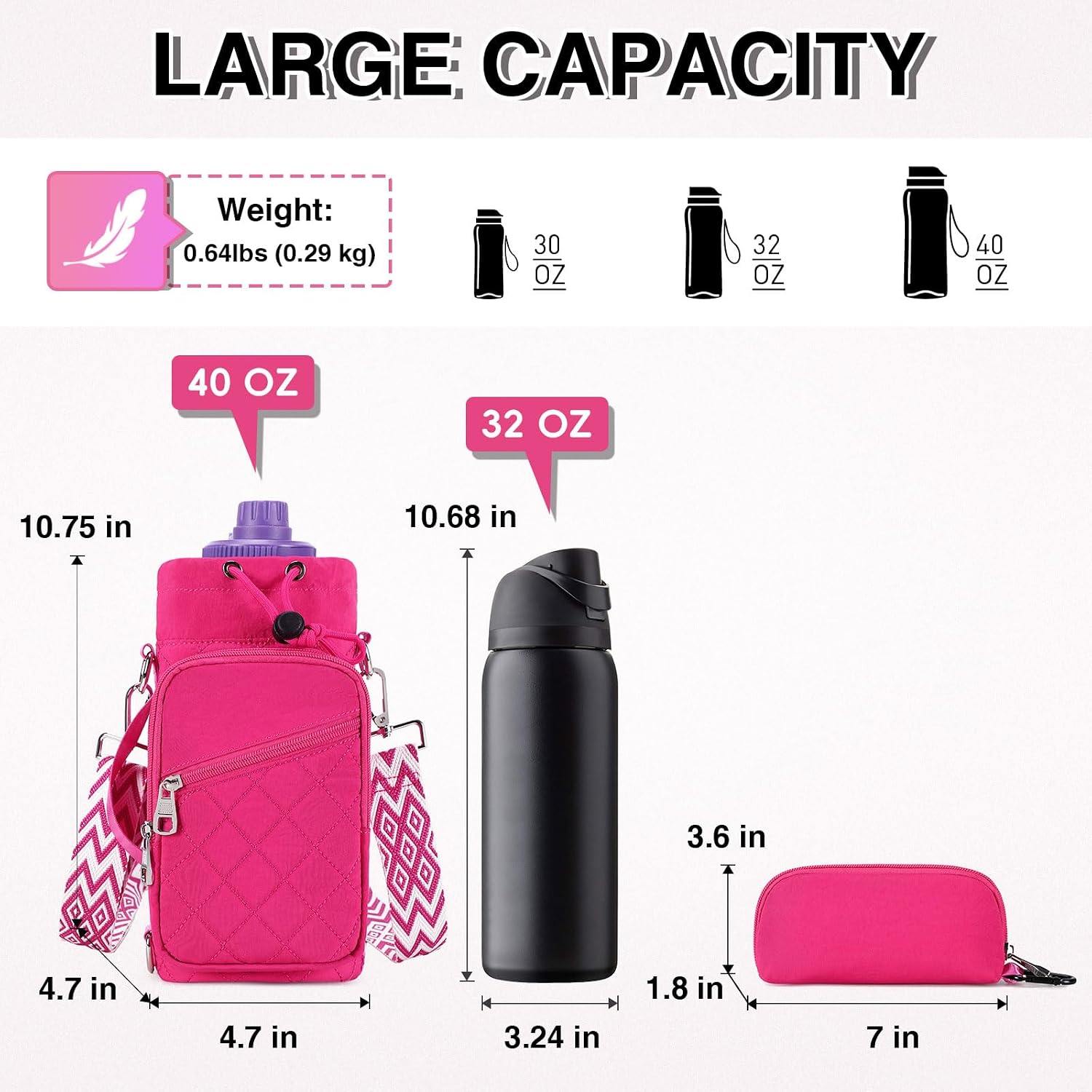 AGLOD Water Bottle Carrier Bag with Strap, Water Bottle Holder Crossbody Bags for Women Men for Walking, Hiking,Cycling