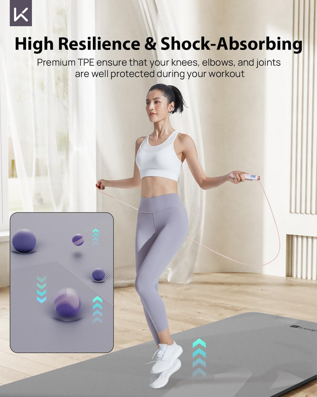 KEEP Extra Wide Yoga Mat, 7mm Thick 72" x 32" Exercise Mat