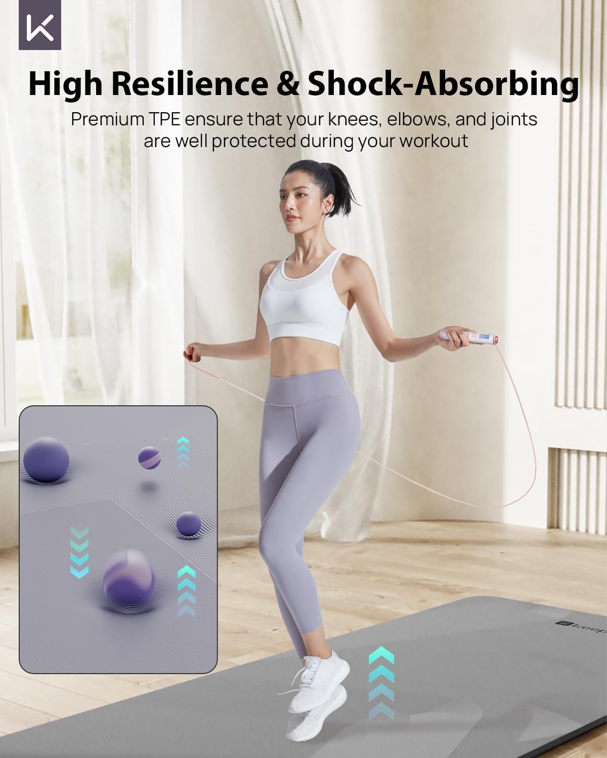 KEEP Extra Wide Yoga Mat, 7mm Thick 72" x 32" Exercise Mat