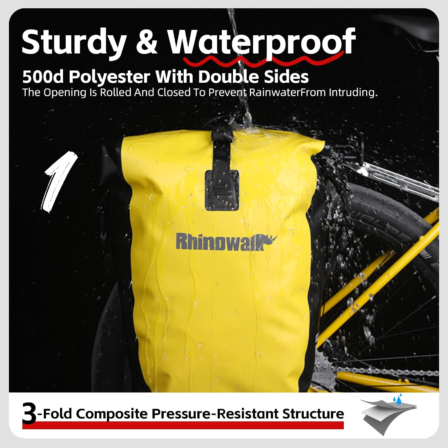 Rhinowalk Bike Bag Waterproof Bike Pannier Bag for Bicycle Cargo Rack Saddle Bag Shoulder Bag Laptop Pannier Rack Bicycle Bag Professional Cycling Accessories