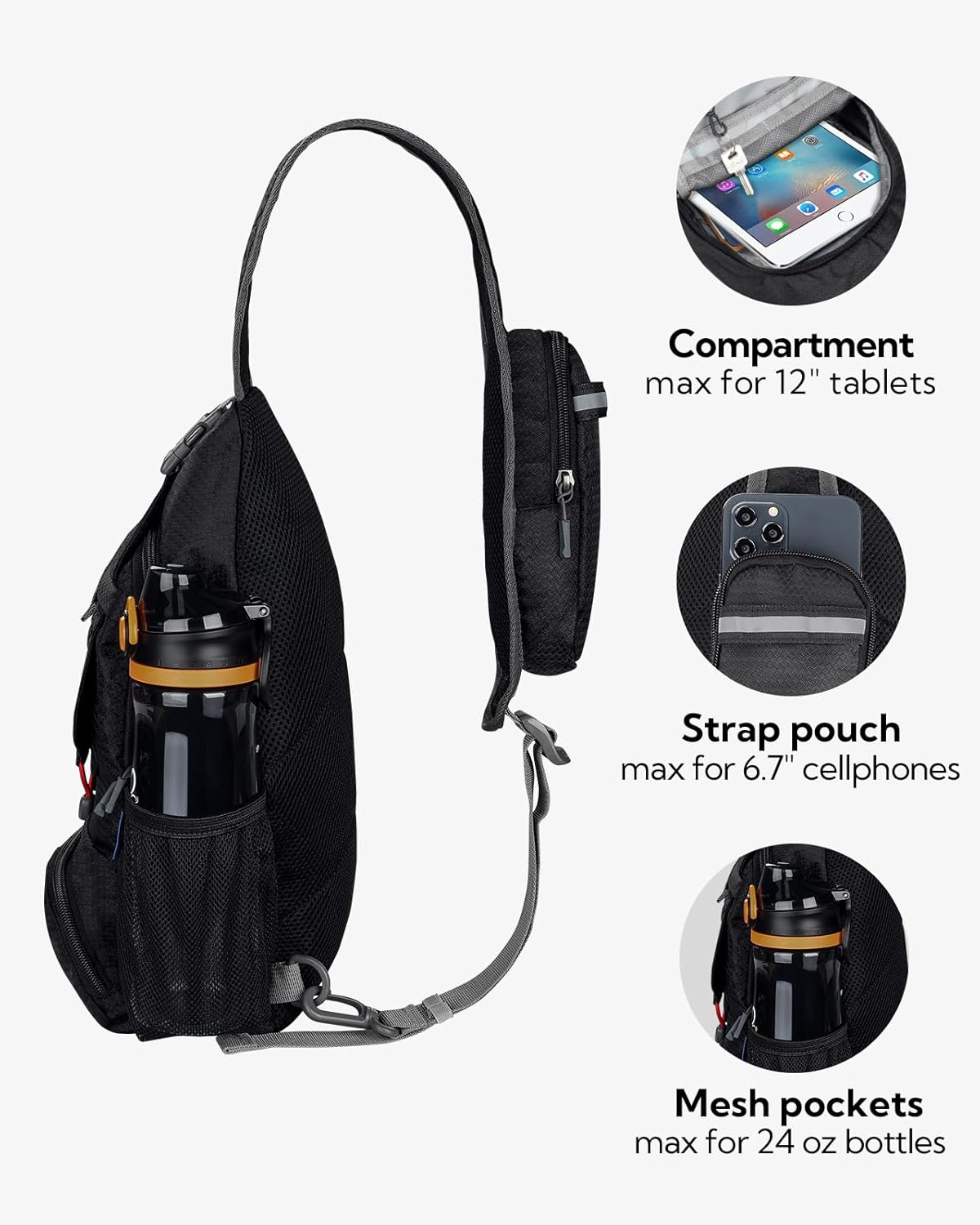 WATERFLY Packable Sling Backpack Lightweight Crossbody Bag Travel Daypack