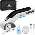 HK Cordless Electric Scissors, 4V Electric Box Cutter, Carpet & Cardboard Cutter with a Replacement Blade/Charger, Rotary Cutter for Cardboard Packages Leather Plastic (White)
