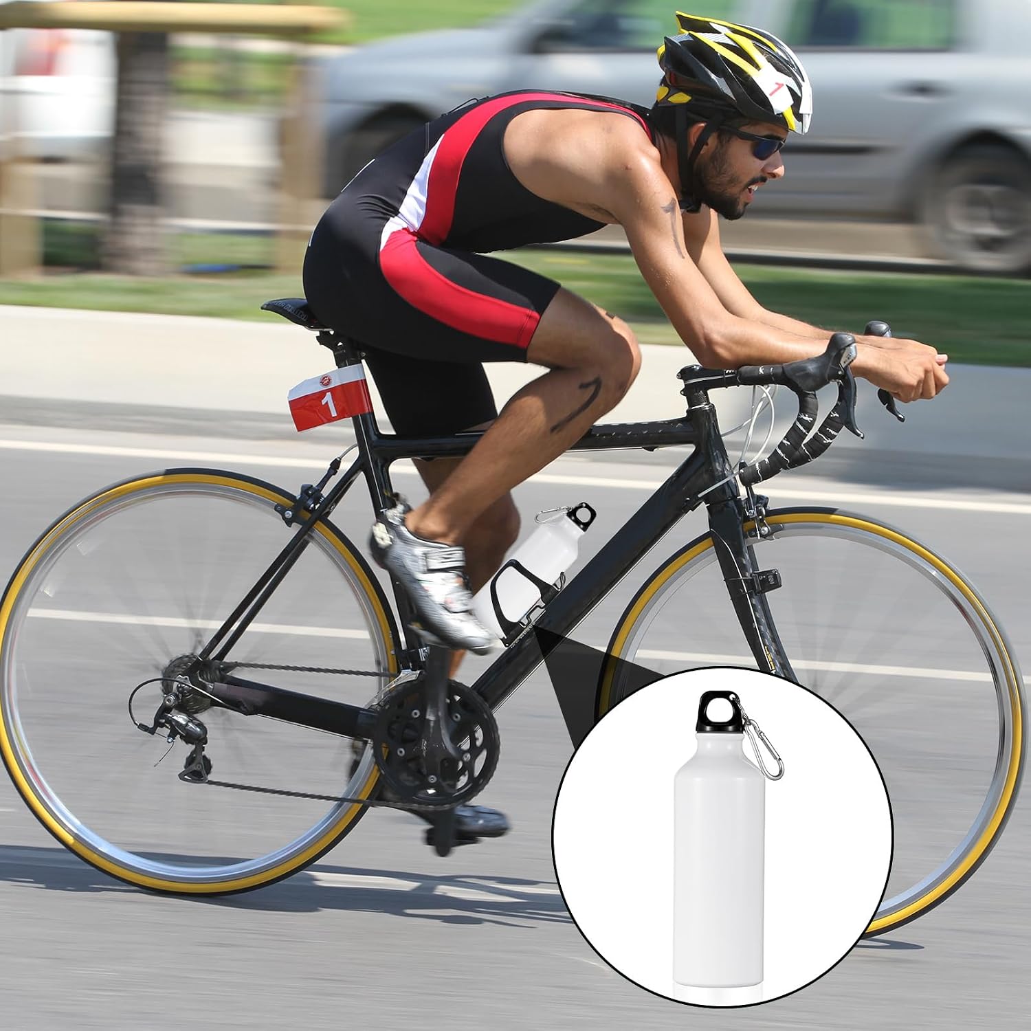 24 Pcs Aluminum Water Bottle 17oz Aluminum Reusable Bottles with Clips Sports Lightweight Water Multipack Easy Carry Leakproof Travel for Gym Hiking Cycling Sports Outdoor(White)