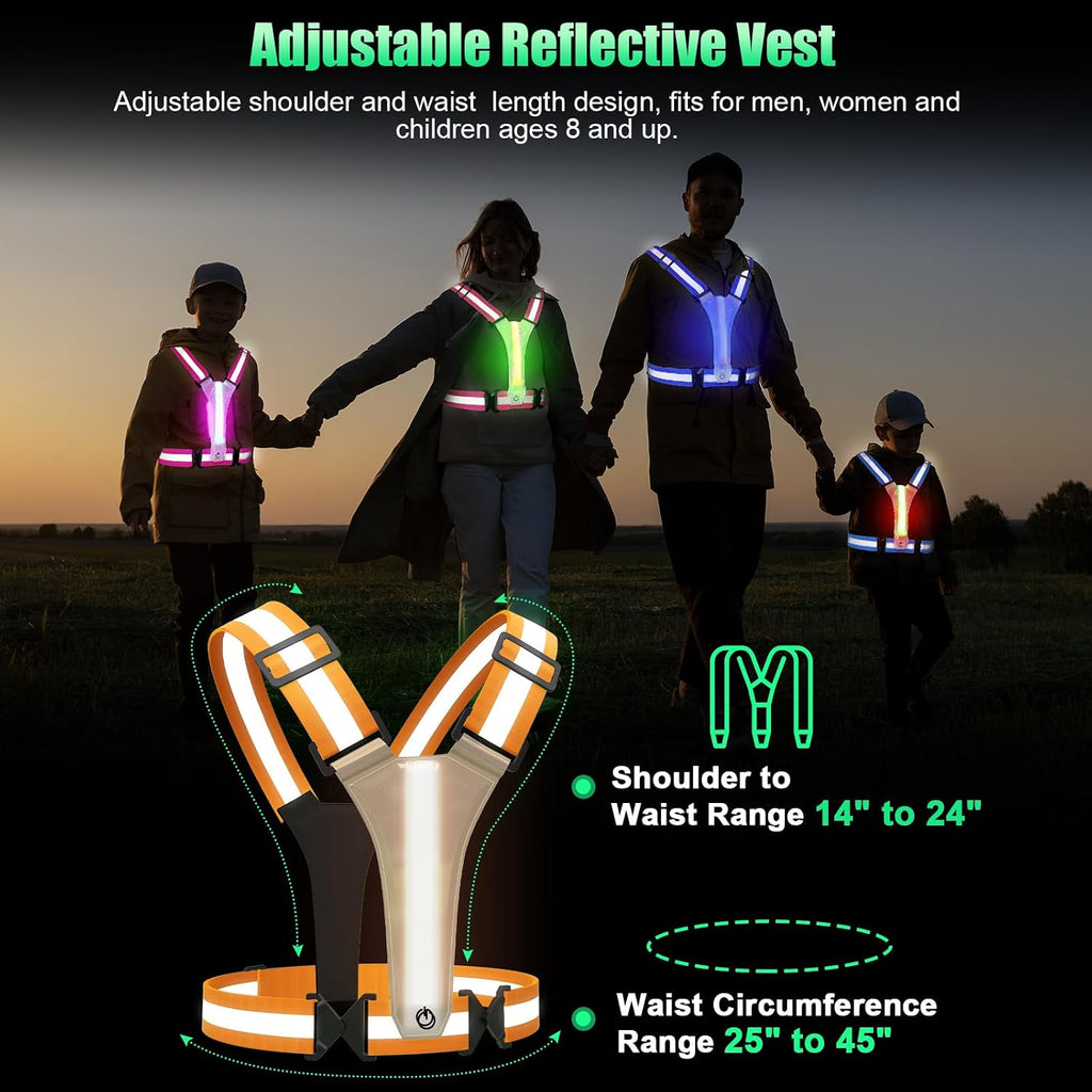 LED Reflective Vest Running Gear 5 Colors Light Up Reflective Running Vest