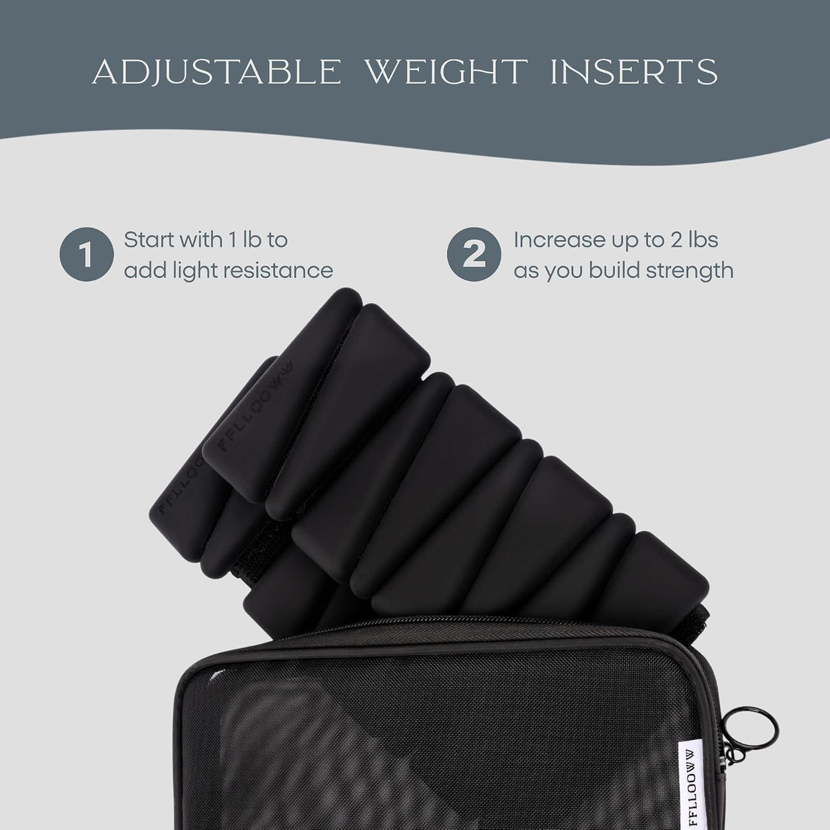 FFLLOOWW Adjustable Ankle & Wrist Weights Set, 2 lbs Each (4 lbs Total), Soft Comfortable Weights for Walking, Pilates, Barre & Home Workouts with Secure Fit for Women & Men
