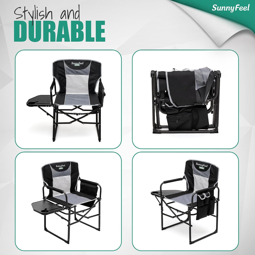 SUNNYFEEL Oversized DirectorsCamping Chair for Adults with Side Table