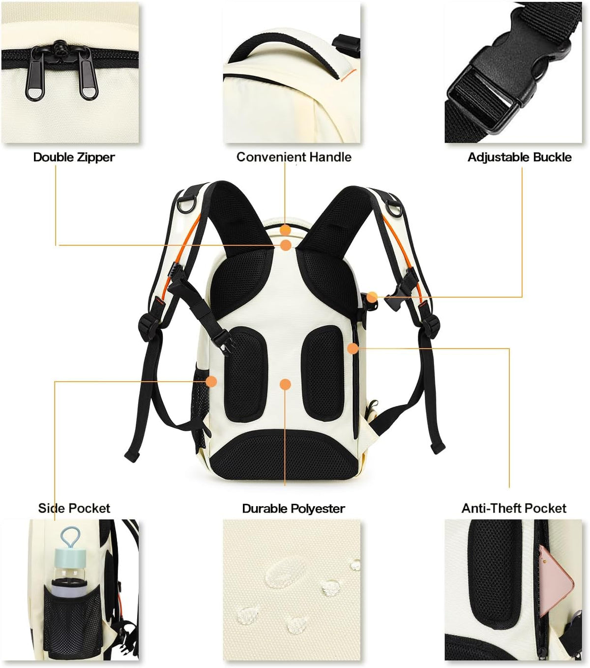 MOSISO Camera Backpack,Photography Backpack Padded Camera Bag, Beige