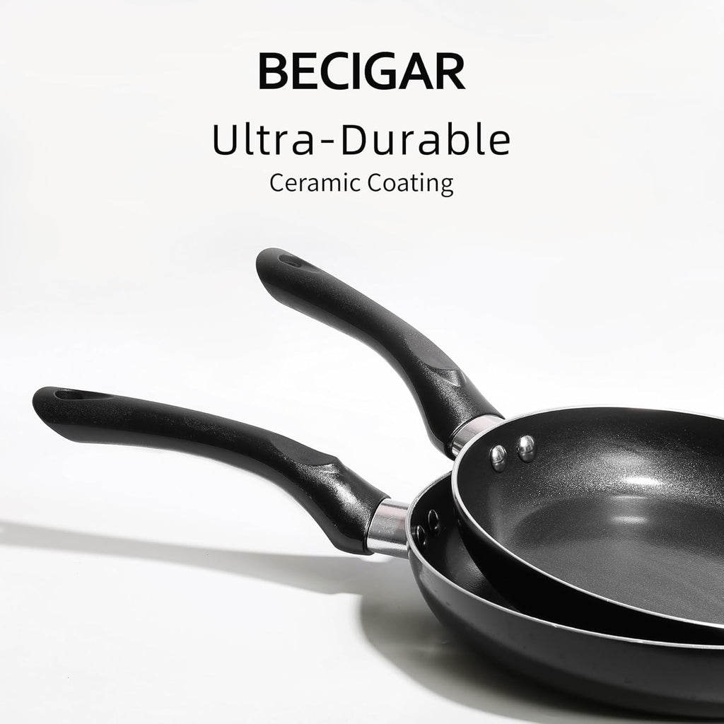 BECIGAR 8 Pcs Ceramic Pots and Pans Set