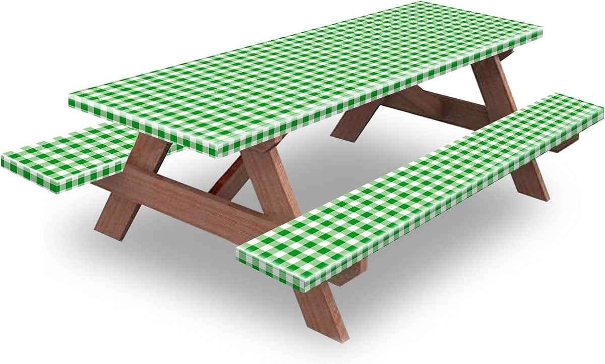 6ft 72" Picnic Table and Bench Cover, 3 Pack, Black-White Checkered