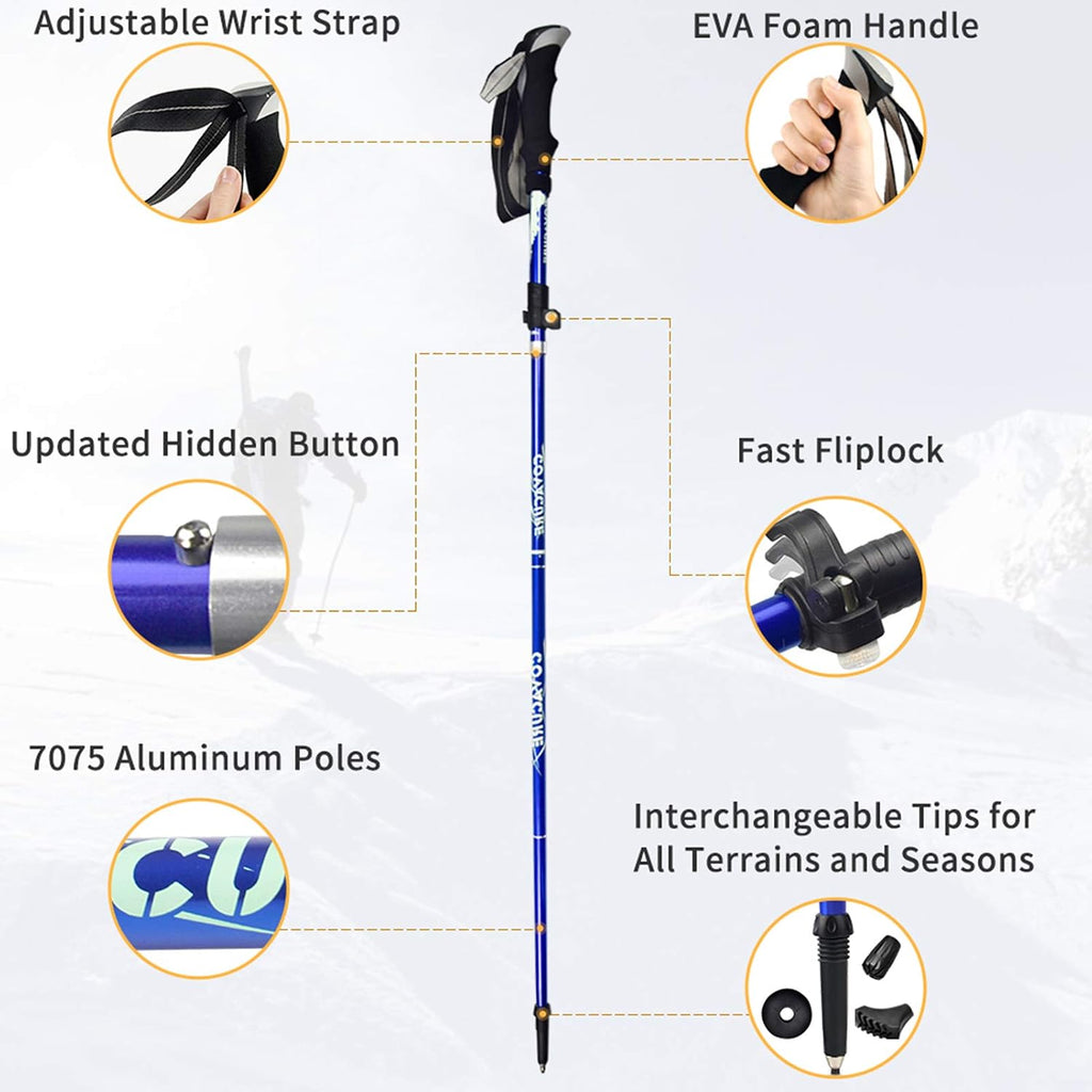 Covacure Hiking Poles Collapsible Lightweight-Aluminum 7075 Trekking Poles