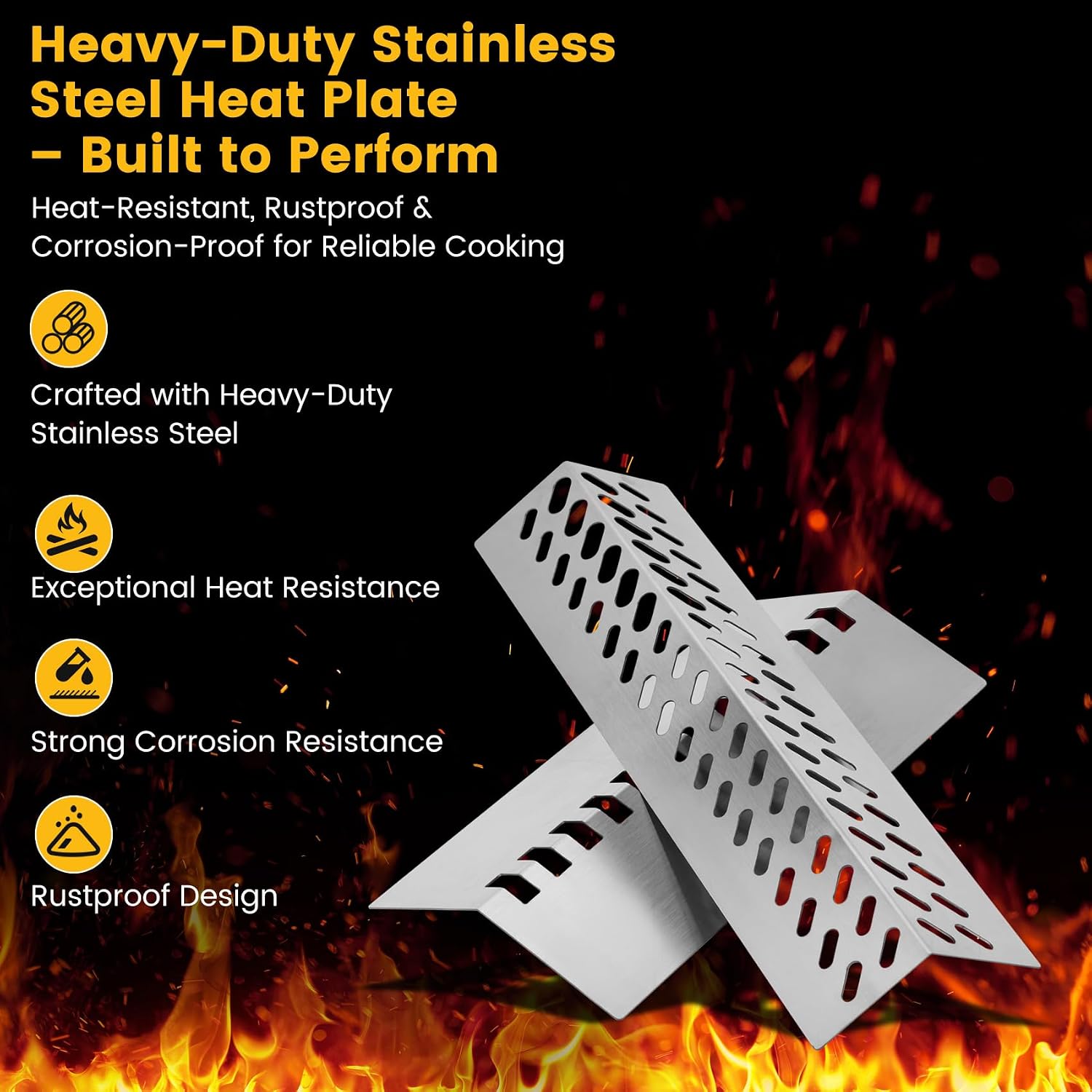 Grill Replacement Parts Compatible with Bull Grill 26038 26039 47628 47629 87048 87049 BBQ Grill, 16517 Cooking Grate 16521 16631 Flame Tamer 16520 16670 Heat Shield 16516 35717 Burner Kit with Grates