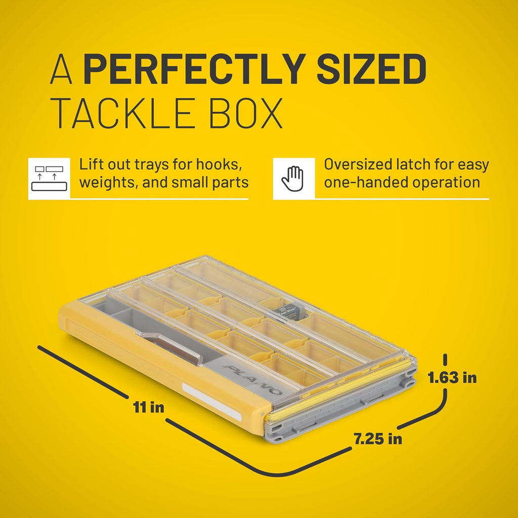 Plano EDGE 3600 Terminal Tackle Storage, Gray and Yellow, Includes 10 Hook Retainers, Rustrictor Rust-Resistant Technology, Waterproof Premium Fishing Utility Box