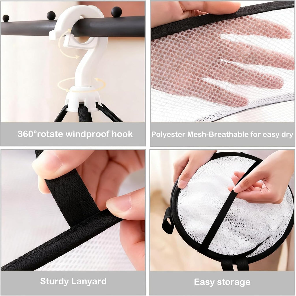 Fashion & Lifestyle 3-Tier Foldable Clothes Black Drying Rack, Hanging Mesh Laundry Dryer with Sturdy Frame for Delicates/Sweaters/Underwear, Space-Saving Indoor Outdoor Drying Organizer