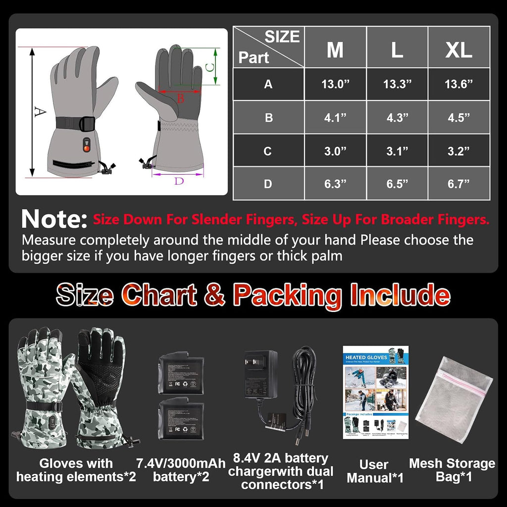 Rechargeable Heated Gloves for Men Women Hand Warmers Winter Ski Gloves
