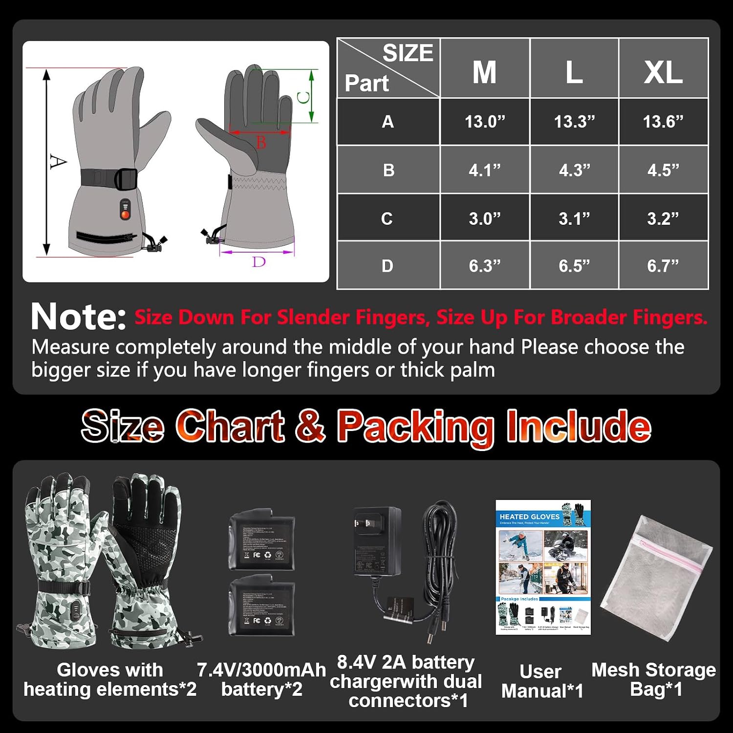 Rechargeable Heated Gloves for Men Women Hand Warmers Winter Ski Gloves