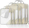 NICOSHOW Compression Packing Cubes 6 Set, Compressible Space-Saving Packing Cubes for Travel - Compression Bags, Luggage Organizer, Travel Essentials for Women, Beige