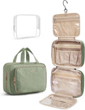 BAGSMART Toiletry Bag Hanging Travel Makeup Organizer with TSA Approved Transparent Cosmetic Bag Makeup Bag for Full Sized Toiletries, Large-Green