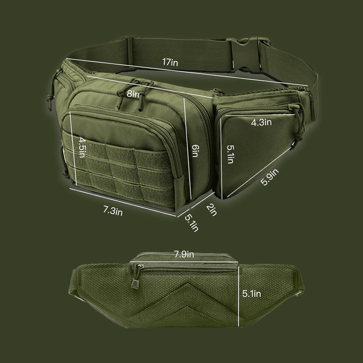 Tactical Fanny Pack for Men,800D Oxford Fabric Fanny Pack for Men,Fanny Packs Man for Hiking Climbing,Fishing,Cycling,Hunting,Adjustable Conceal Carry Tactical Fanny Packs