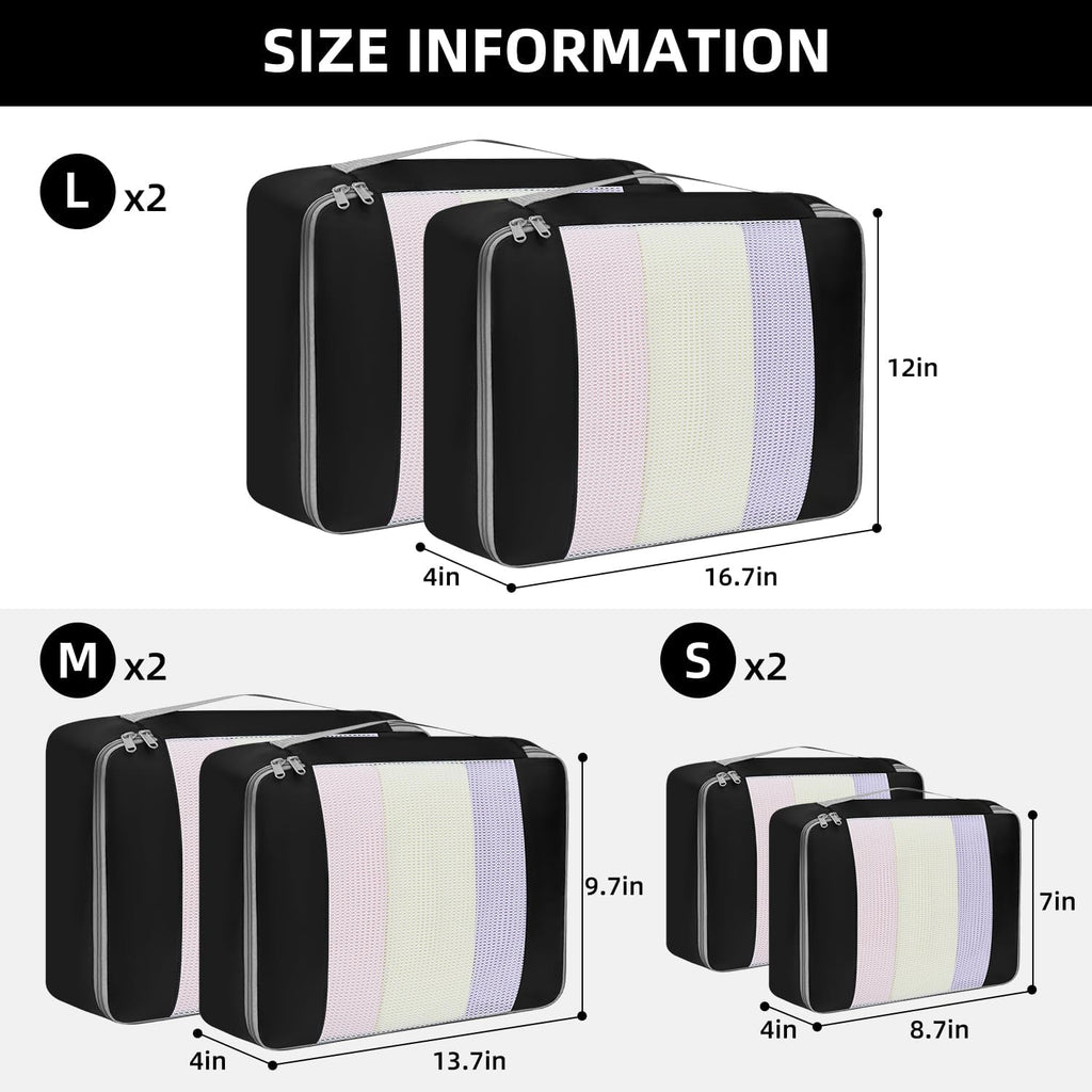 BAGAIL 6 Set/8 Set/10 Set Packing Cubes Various Sizes Packing Organizer for Travel Accessories Luggage Carry On Suitcase