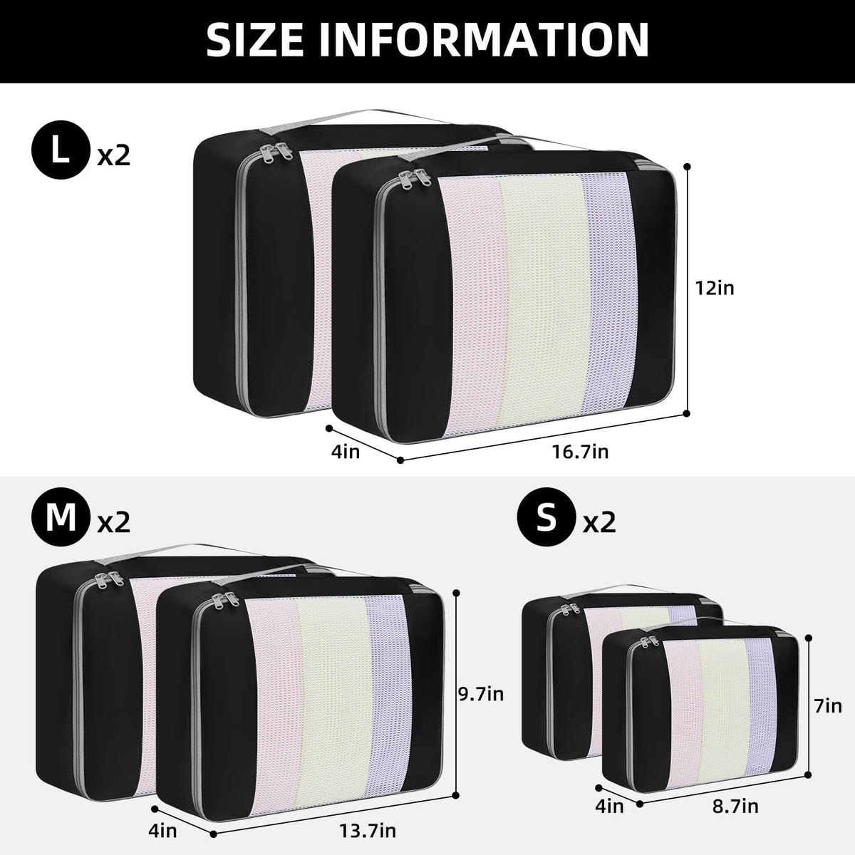 BAGAIL 6 Set/8 Set/10 Set Packing Cubes Various Sizes Packing Organizer for Travel Accessories Luggage Carry On Suitcase