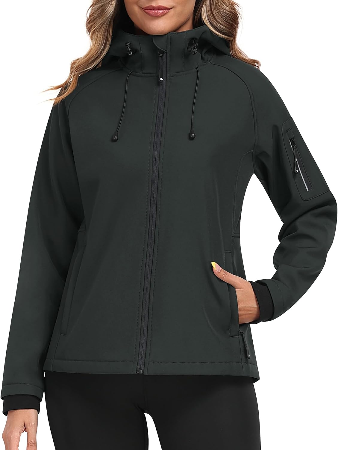 MoFiz Women's Softshell Jacket Waterproof Hooded Fleece Lined Rain Coat