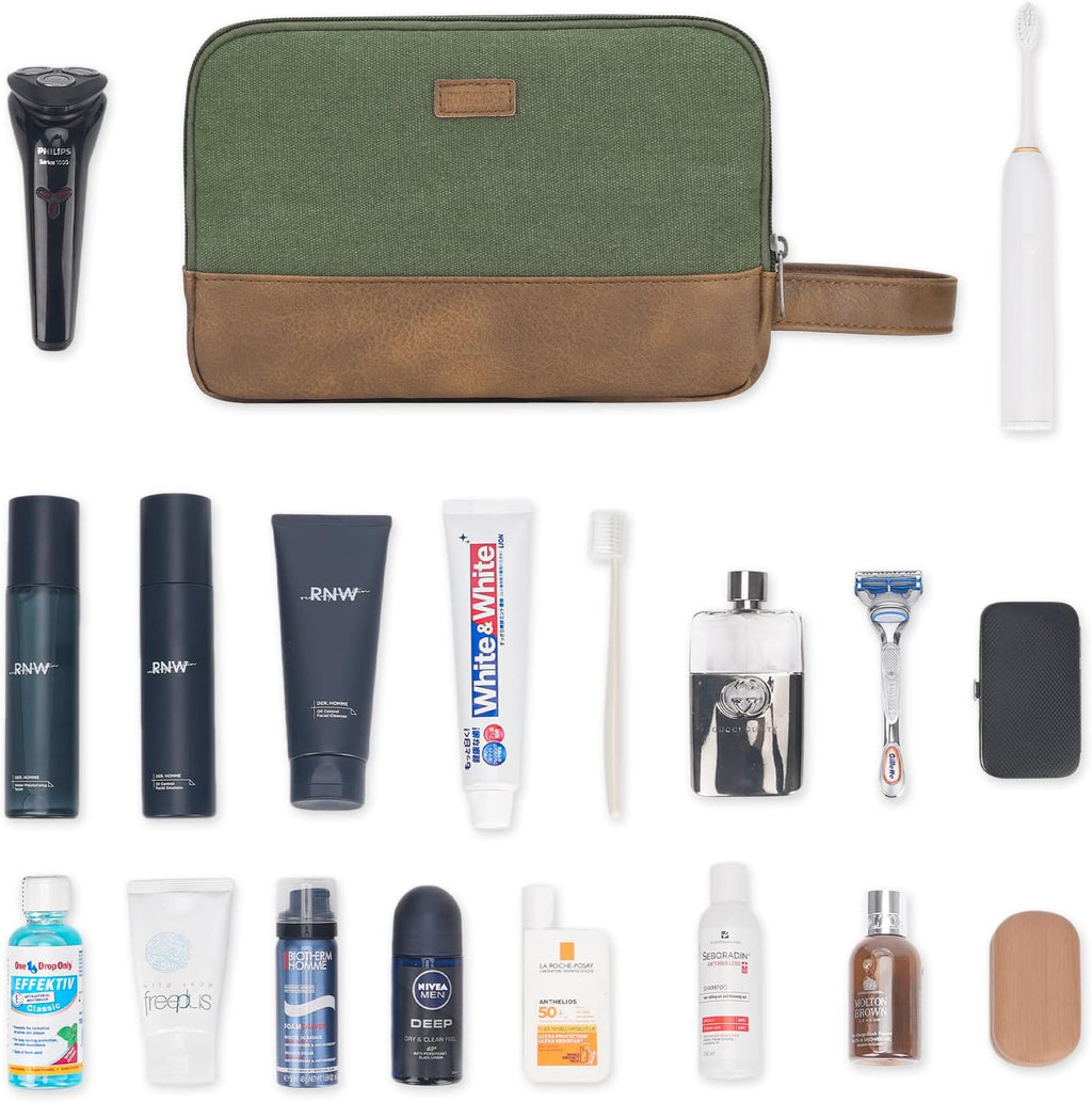 WANDF Travel Toiletry Bag for Men, Canvas Shaving Dopp Kit