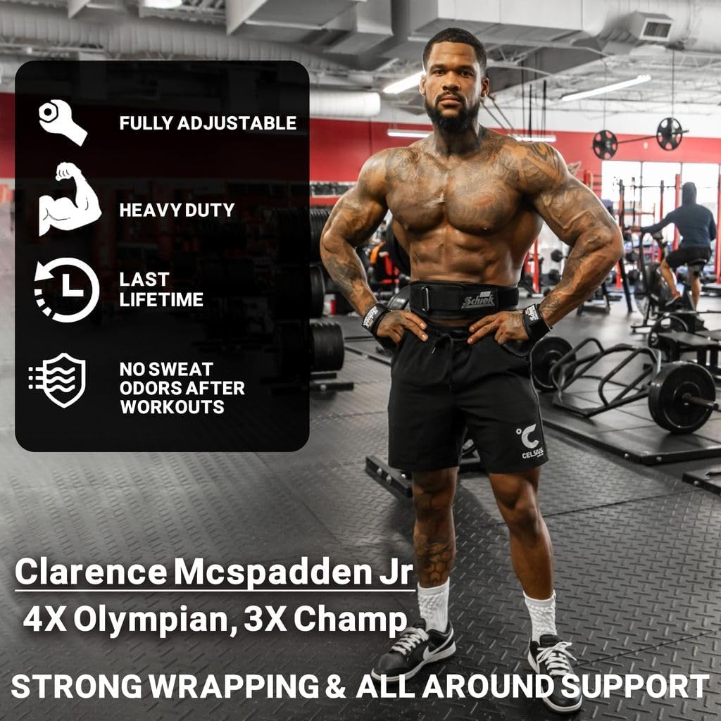 Schiek Sports Model 1907 Platinum Edition Ultimate Grips - 3 in 1 Weight Lifting Straps Wrist Wraps and Grip Pads