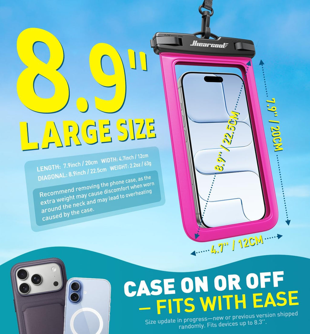 Hiearcool Waterproof Phone Pouch, Waterproof Phone Case, Bright Red 2-Pack
