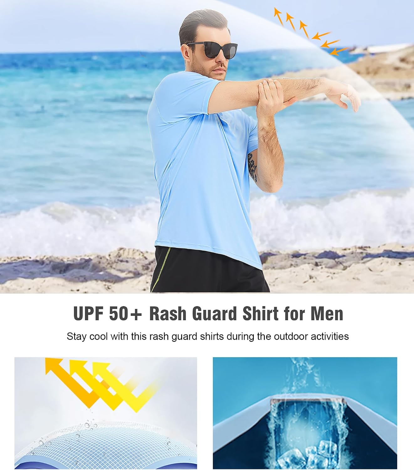 Kinglaman 1/4/5/6 Pack Men's Workout Gym Dry Fit Short Sleeve T Shirts