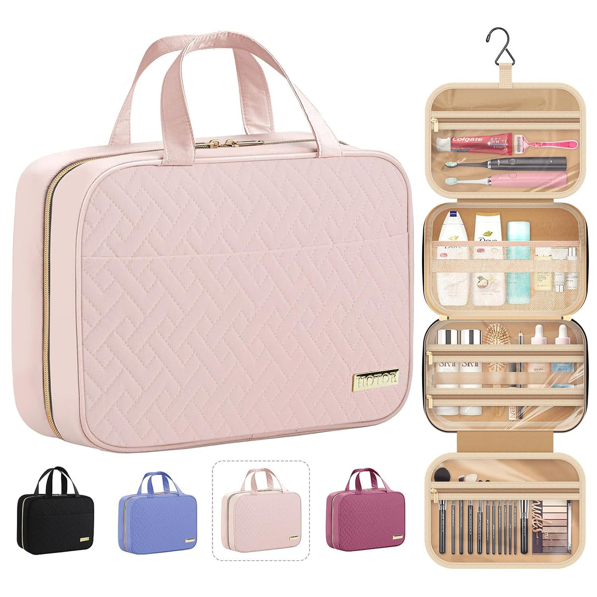 HOTOR Hanging Travel Toiletry Bag Women Men Essentials Avocado Green