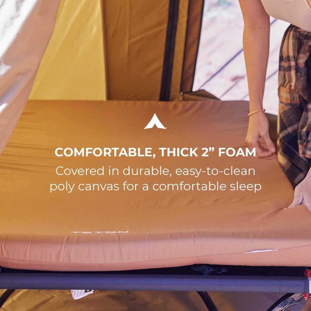 Teton Outfitter XL Sleeping Pad for Cot, Extra Thick Comfortable Camping Mattress for Adults, Portable Roll-Up Camp Pad, Durable Foam Cushioning