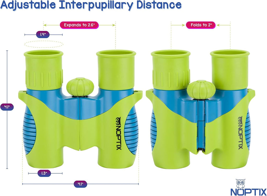 Binoculars for Kids - Vibrant Green Blue - Real Kids Binoculars Ages 4-8